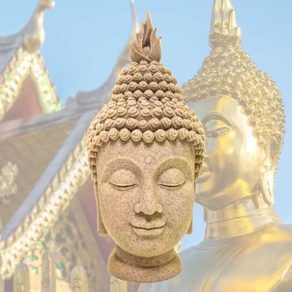 Adorno Cabeza Buda Estatua Decorativa 34cm