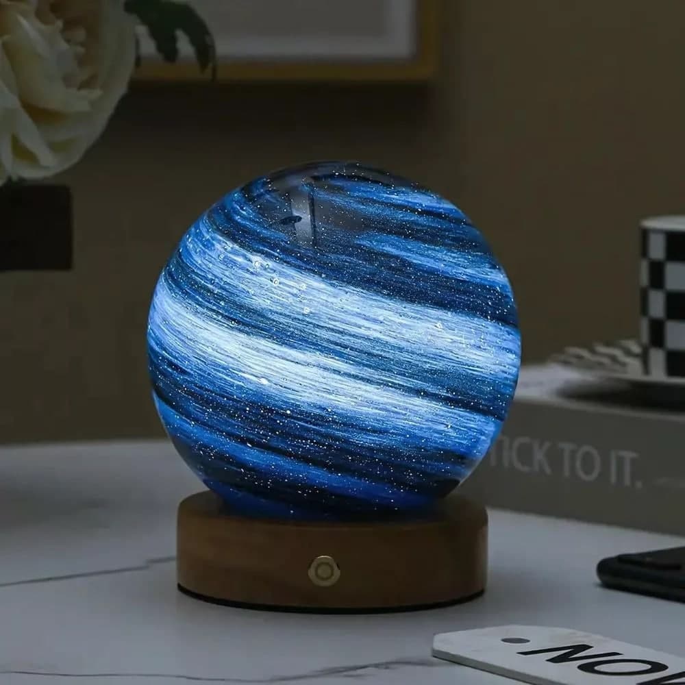 Lampara Veladora de Cristal Tipo Planeta 8cm
