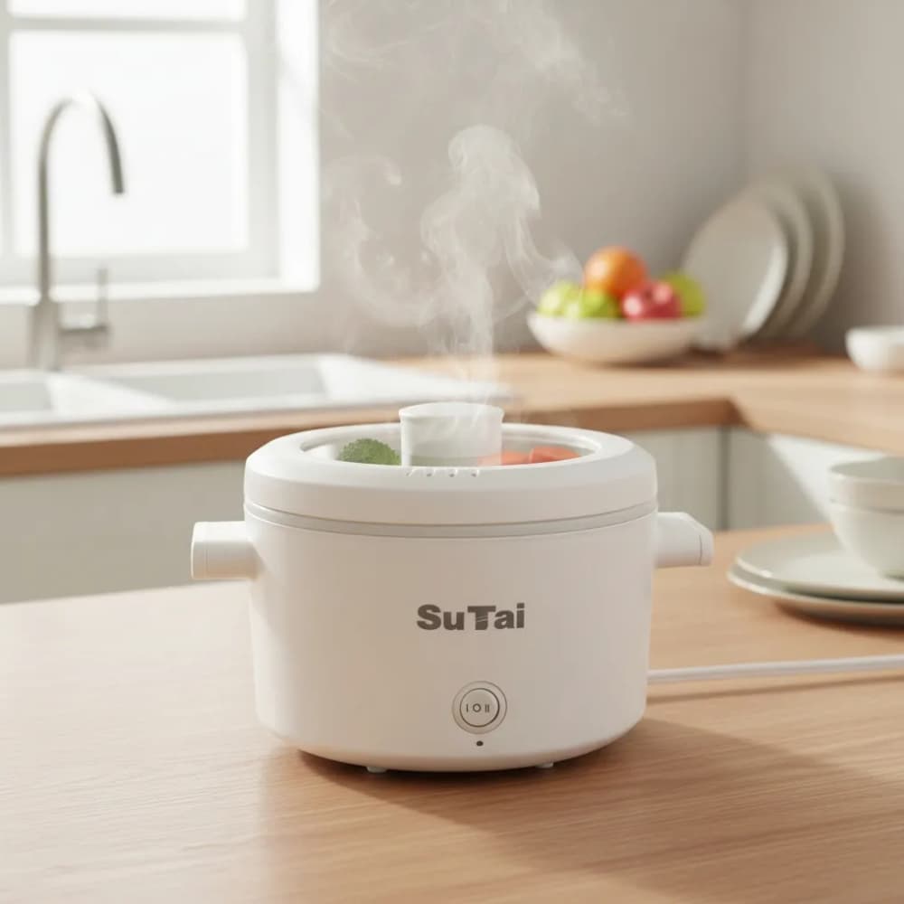 Olla Vaporera Eléctrica 600w Portátil Antiadherente 2l Para Cocinar Electrica