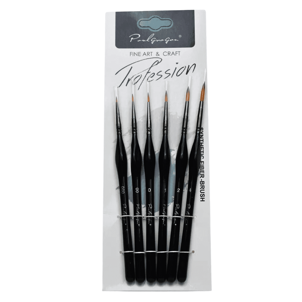 Set De 6 Pinceles Cerdas De Nylon Con Madera Medidas 000-4