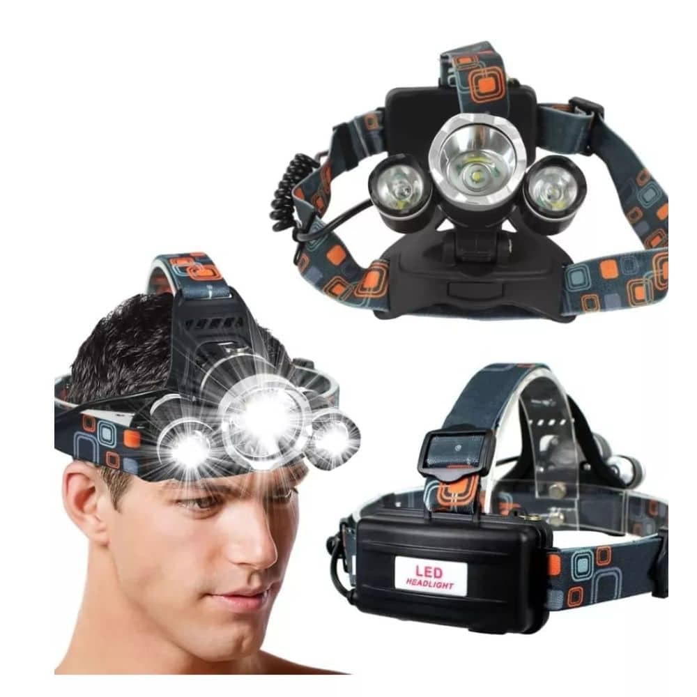 Linterna Led Vincha Minero Camping Cabeza 3 Luces 6000lum Potente