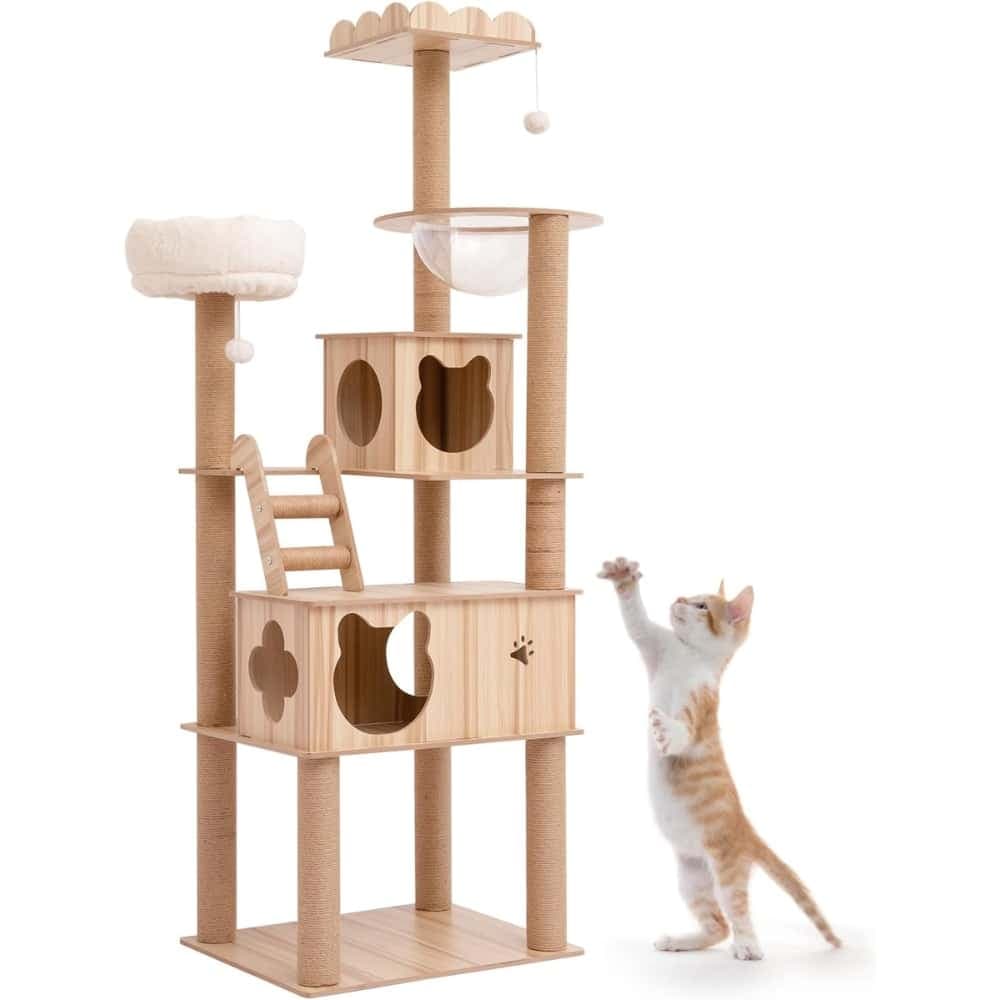 Torre Rascador de Gatos En Madera 190cm