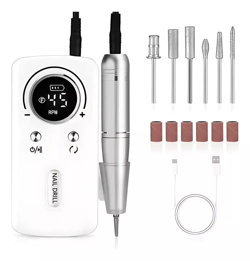 Torno Profesional Uñas Portatil Pedicura Manícura 45000 Rpm