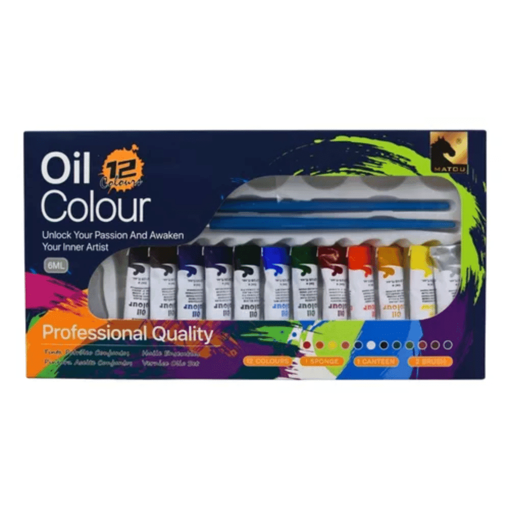 Set 12 Pinturas Al Oleo Colores Vibrantes 6ml + Pinceles