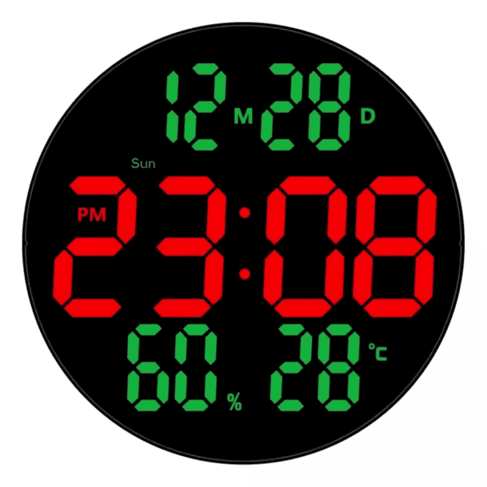 Reloj Redondo Digital 25 Cm Con Control De Temperatura Y Humedad