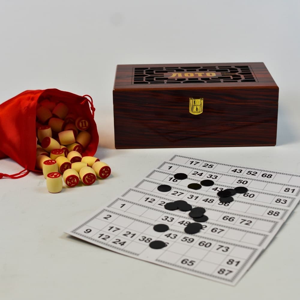 Juego de Loteria 24 Cartones Caja de Madera