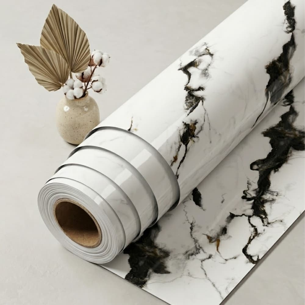 Rollo Adhesivo Simil Marmol 3x0.60m Blanco