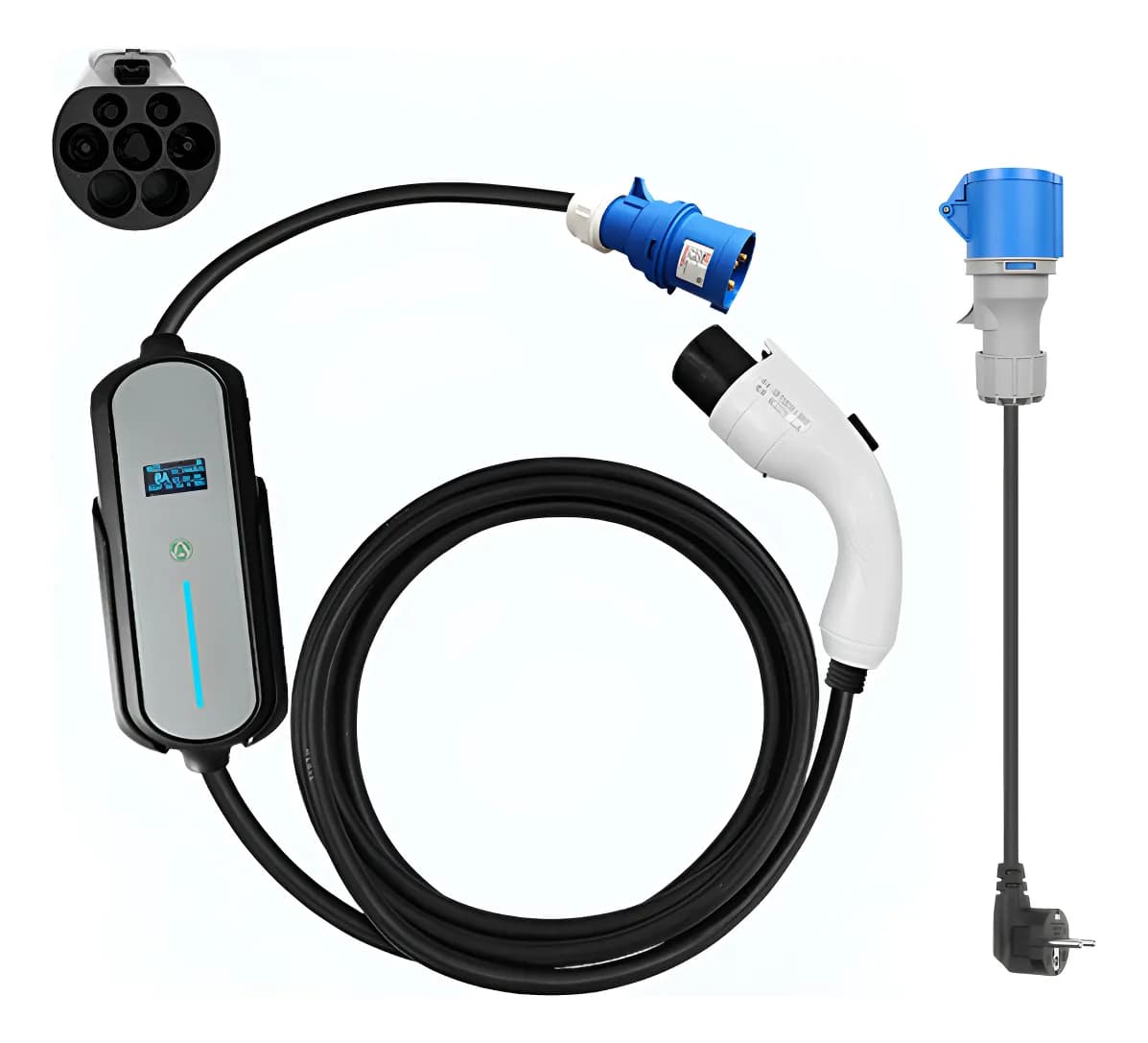 Cargador De Auto Electrico 255cm 7kw Con Cable Tipo 2 Portatil Para Vehiculos Electricos Y Hibridos
