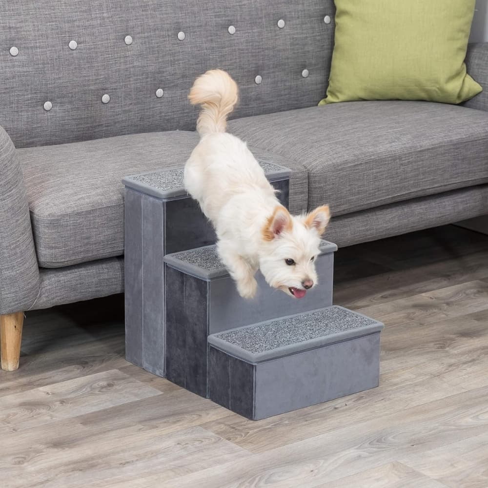 Escalera Plegable para Mascotas con Baúl Organizador Tapa de Madera Resistente para Perros y Gatos – 50x38.5x45 cm
