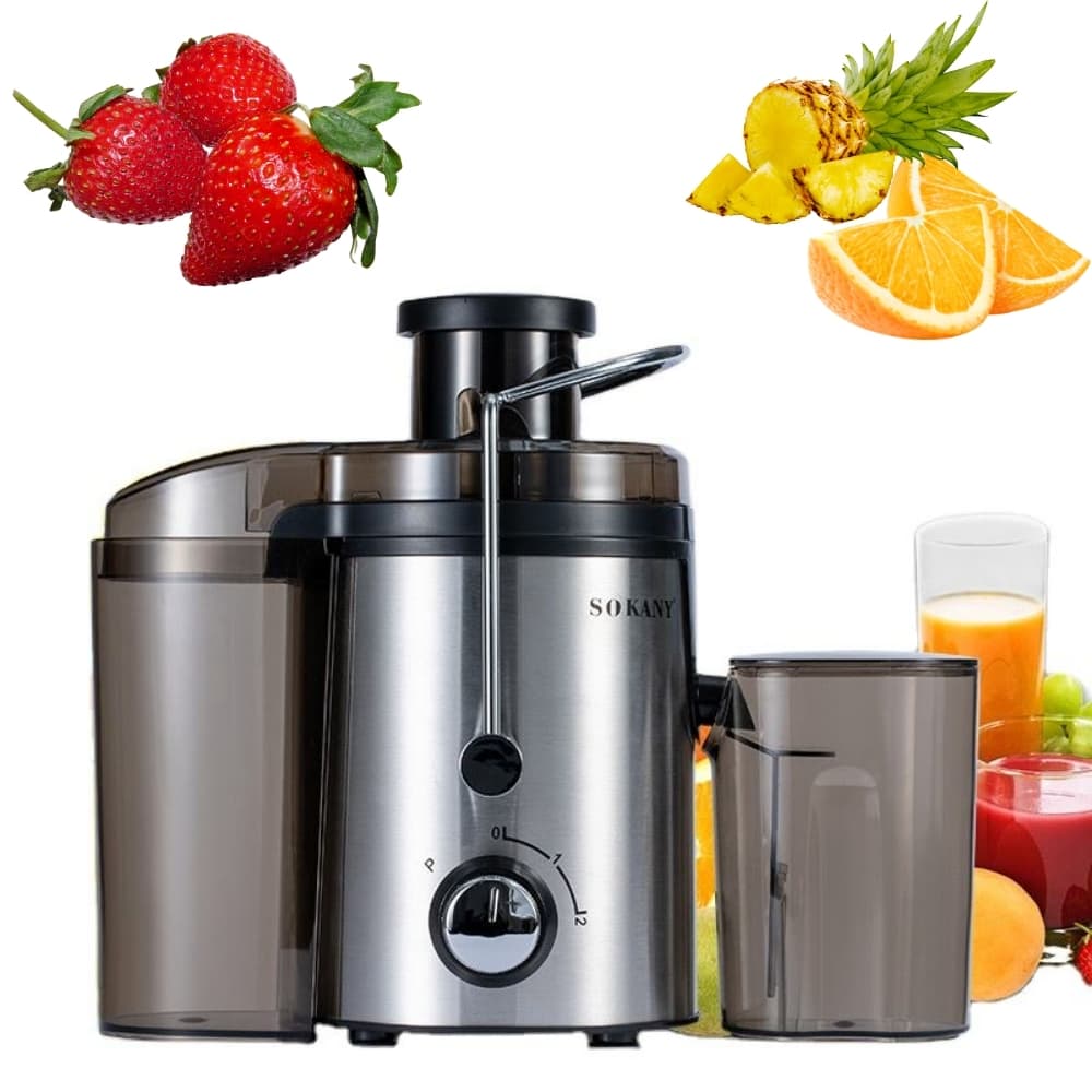 Juguera electrica Sokany SK-JB-175 de 500 W en acero inoxidable y ABS 2 velocidades capacidad 1.5 L vaso de 450 ml boca extra ancha de 65 mm filtro 360° y proteccion de seguridad – Exprimidor para frutas y vegetales