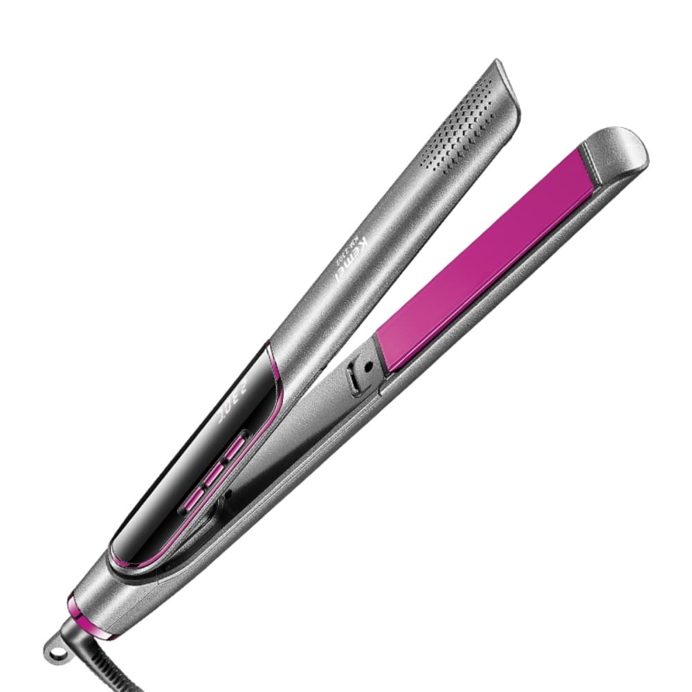 Planchita de Pelo Profesional Kemei KM-2302 Cerámica Iónica 230°C Pantalla LED Calentamiento Rápido Cable Giratorio 360°