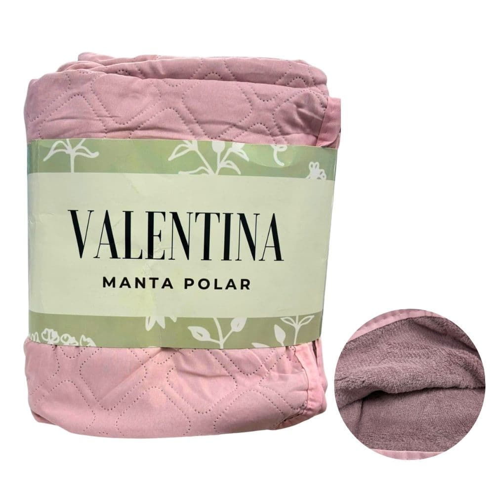 Manta Polar Valentina 210 X 220 Cm Rosa Suave Y Acolchada