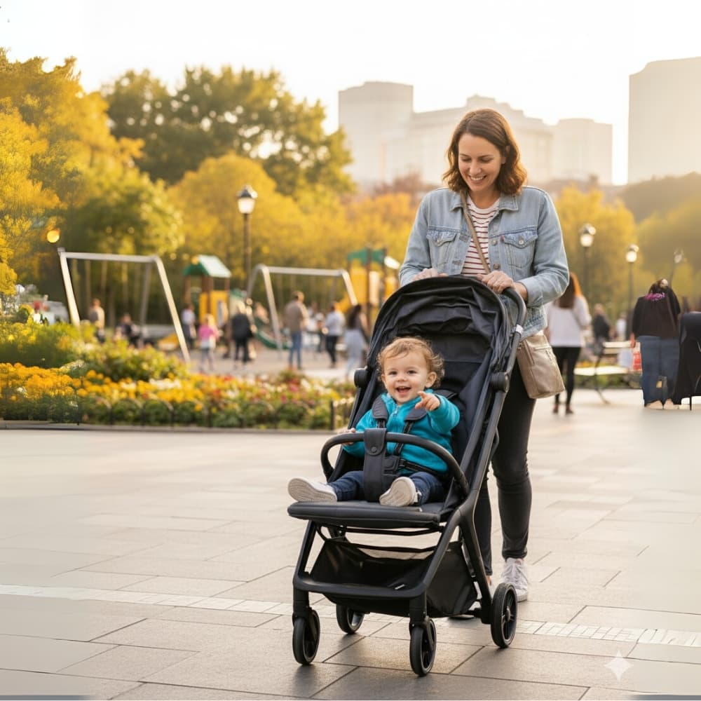 Cochecito Coche de Bebe Ultra Liviano y Compacto Aluminio Plegado 3 Segundos con Una Mano Apto para Viajes Valija Auto