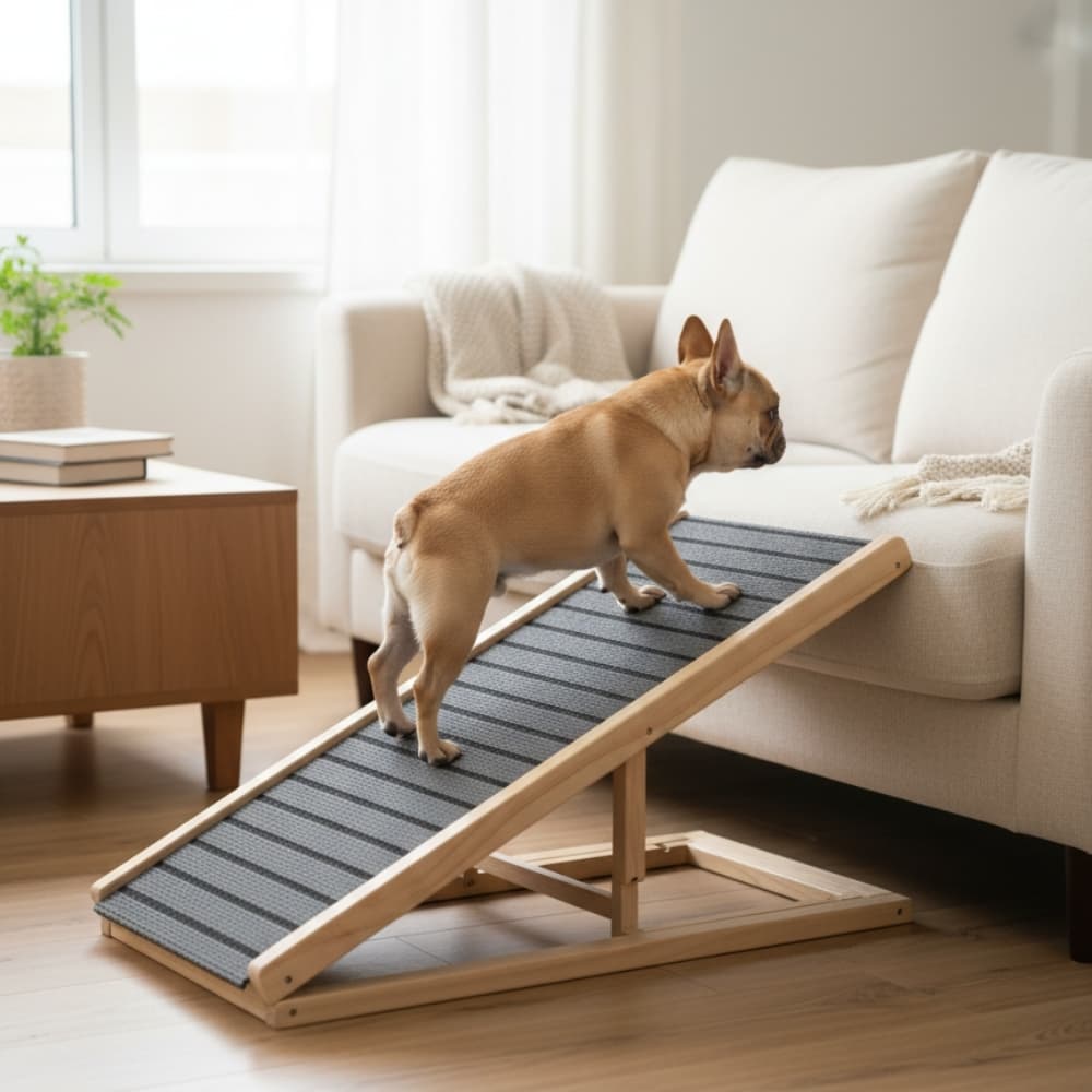 Rampa Plegable para Perros y Gatos 70x35 cm Altura Ajustable y Alfombra Antideslizante Con Dos Alturas Apto Perros Grandes
