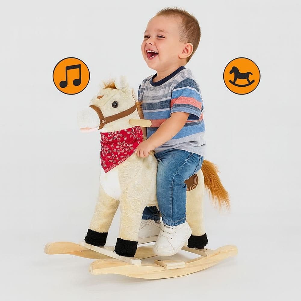 Caballo Mecedor Caballito Madera Niño Música Balancín Seguro Divertido Bebé Infantil