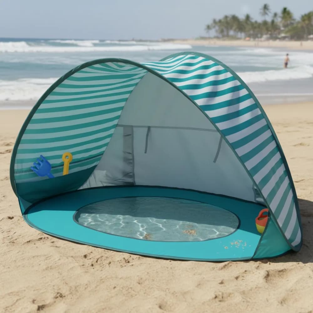 Carpa Playa Para Bebé Con Piscina Protección Solar Infantil 120x80x71cm Plegable