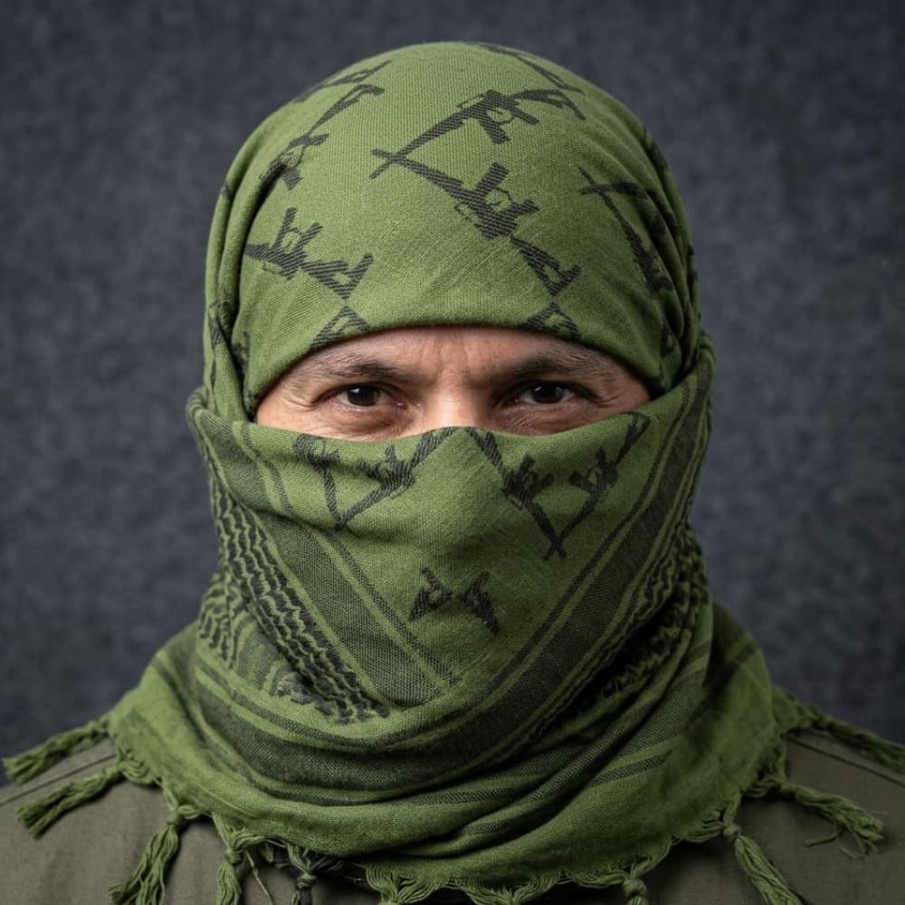 Pañuelo shemagh algodón 110x100 bufanda táctica turbante multiuso unisex