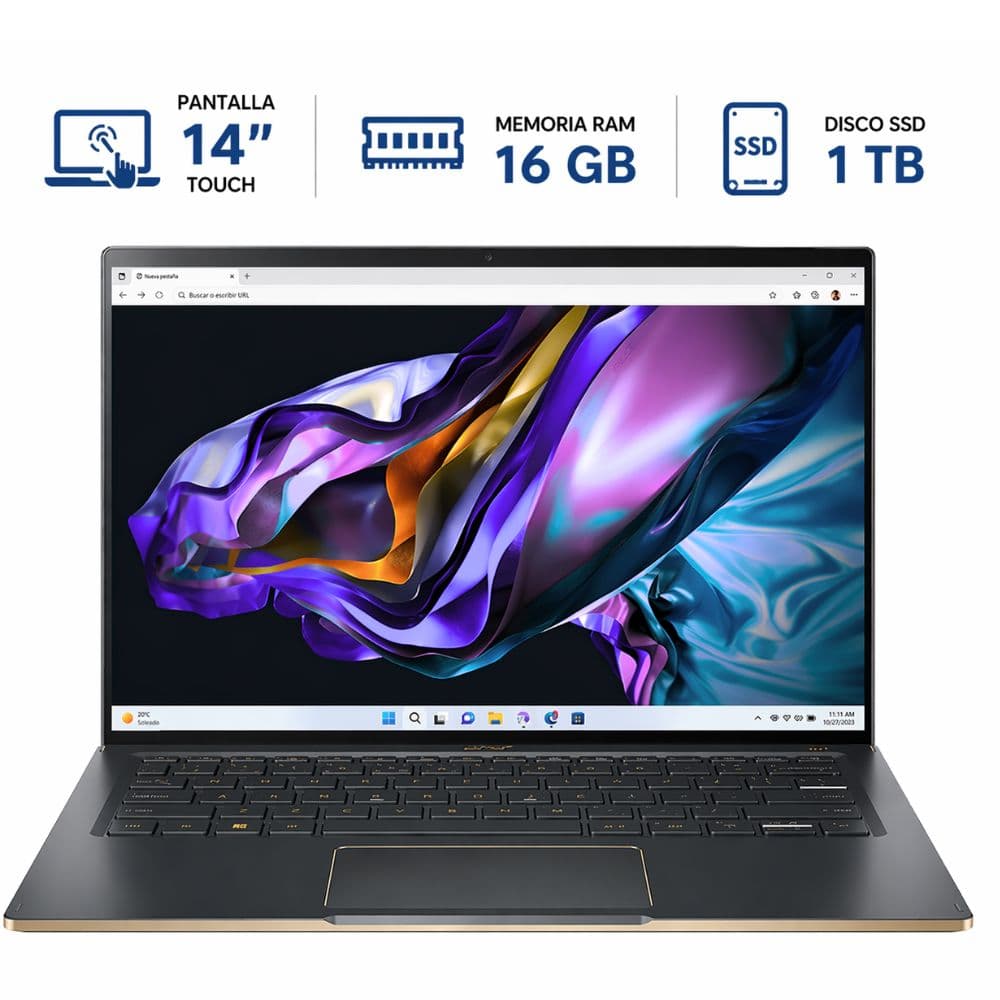 Notebook Acer I7 Memoria Ram 16gb Disco SSD 1tb Windows11 Pantalla 14´ Touch