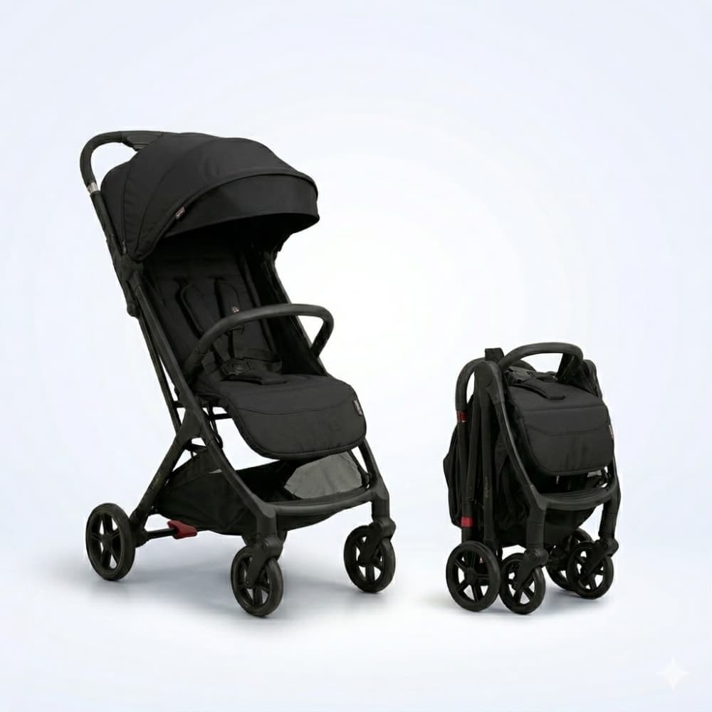 Cochecito Bebé Plegable Ultraliviano Aluminio Compacto Color Negro Cierre En 3 Segundos Con Una Mano Apto Desde Recién Nacido Hasta 22 Kg Ideal Para Viajes Y Uso Diario