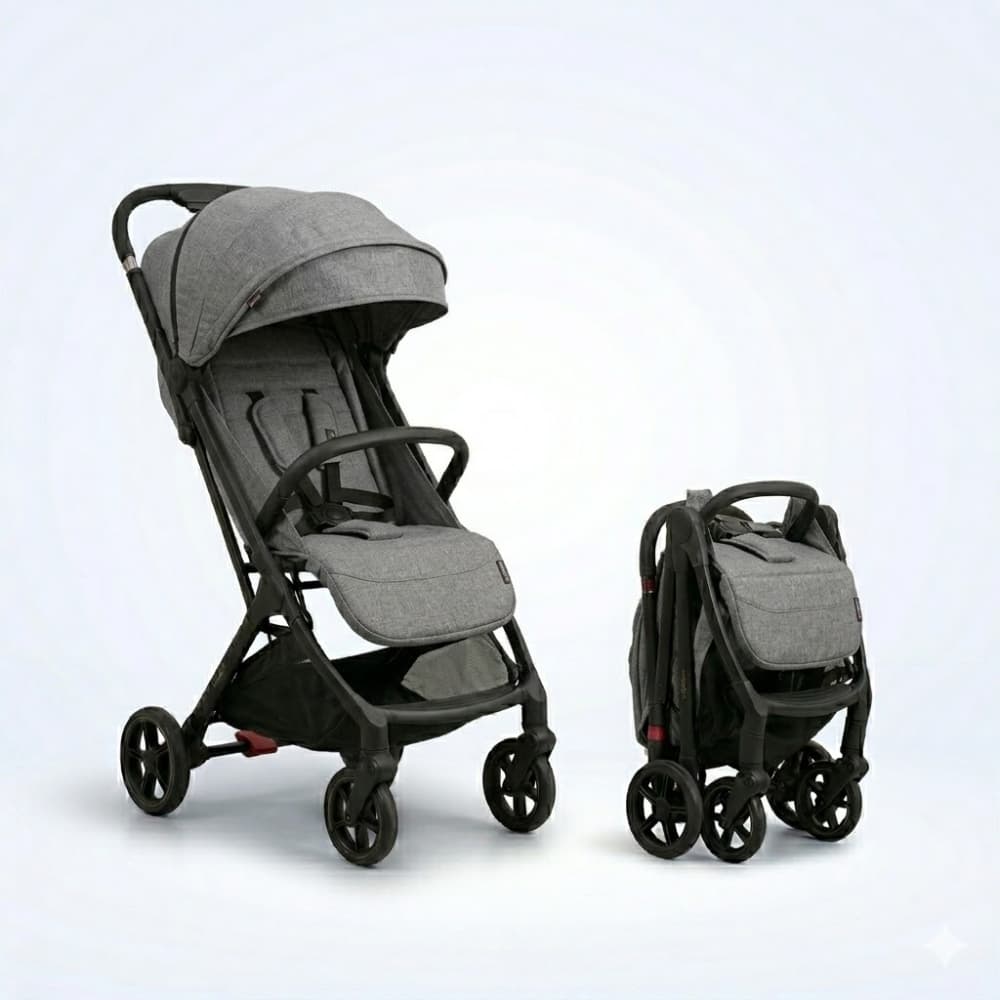 Cochecito Bebé Plegable Ultraliviano Aluminio Compacto Color Gris Cierre En 3 Segundos Con Una Mano Apto Desde Recién Nacido Hasta 22 Kg Ideal Para Viajes Y Uso Diario