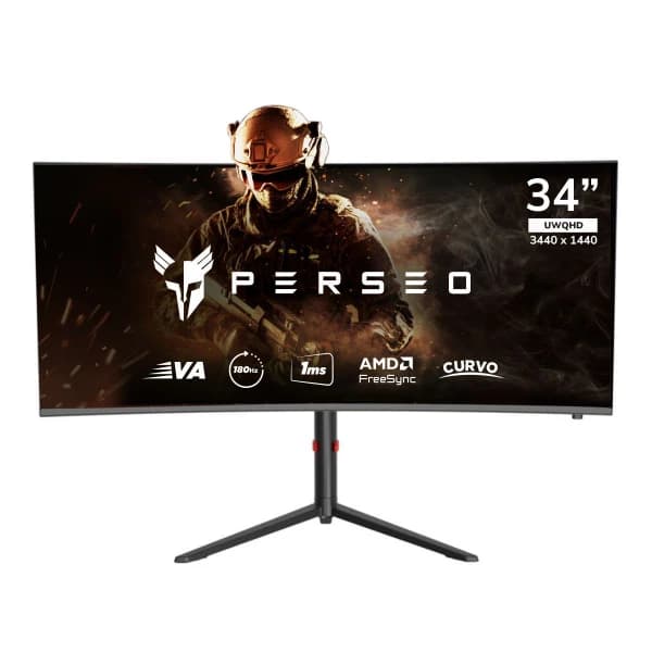Monitor Perseo Curvo 34 Pulgadas VA UWQHD 180hz Gaming Profesional 3 Años de Garantia