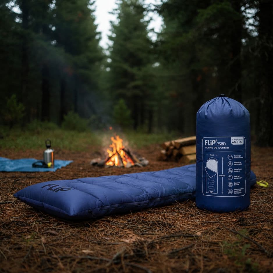 Sobre De Dormir Impermeable Flip® Plus Con Capucha Ideal Camping Azul Marino