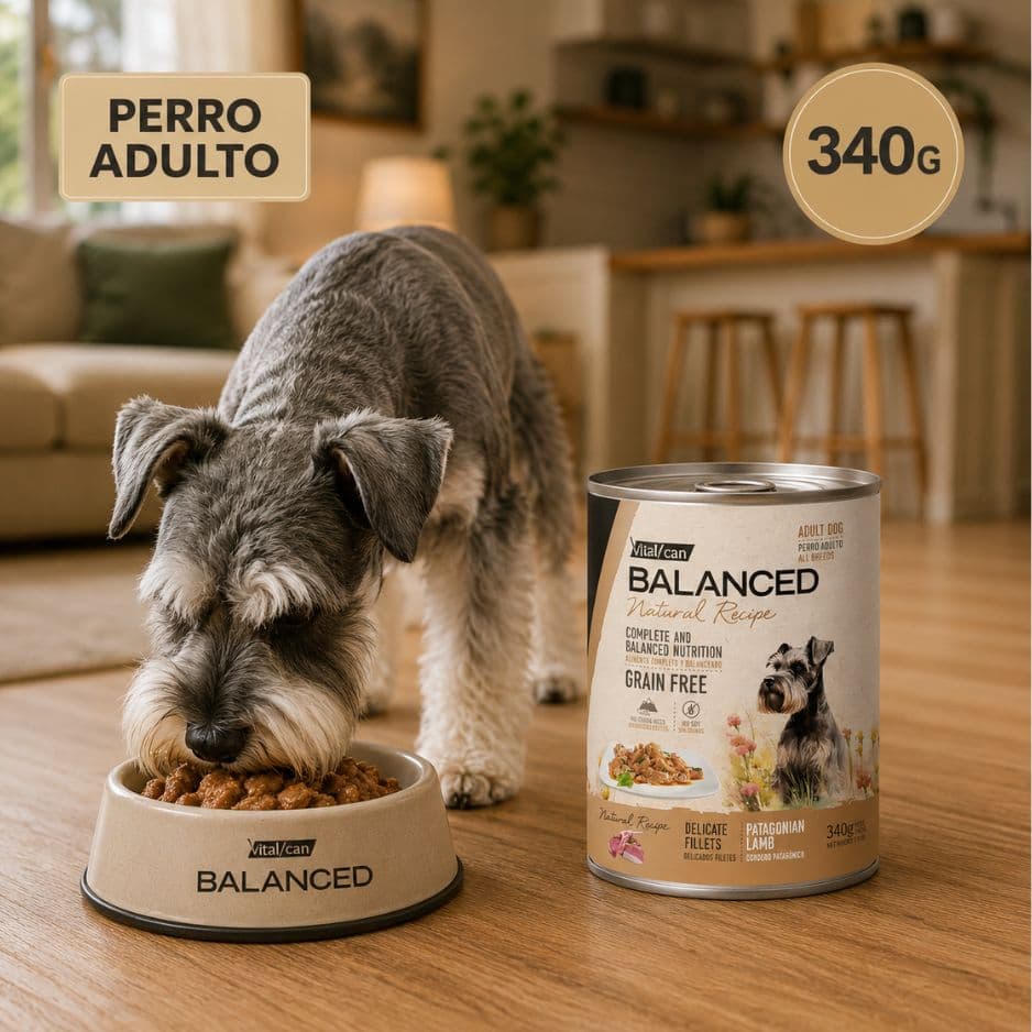 Lata Balanced Natural Recipe Filetes De Cordero Para Perro Adulto 340g