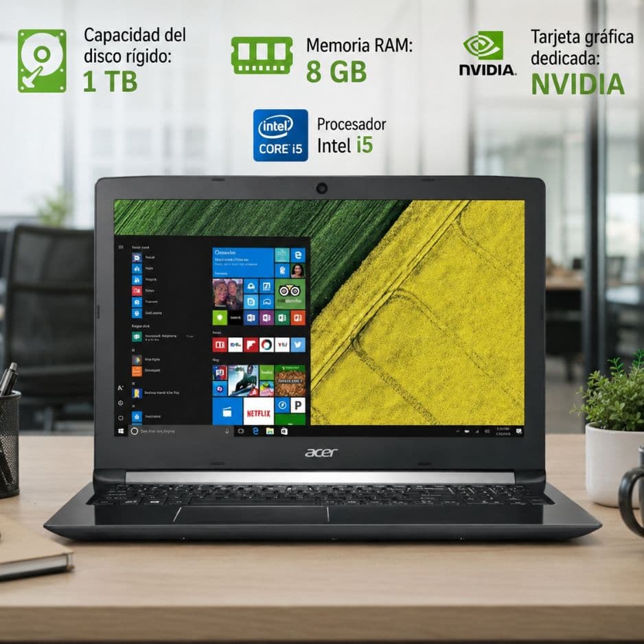 Notebook Acer Intel I5 Ram 8gb Disco Rigido 1tb Pantalla 15.6' NVIDIA Gforce
