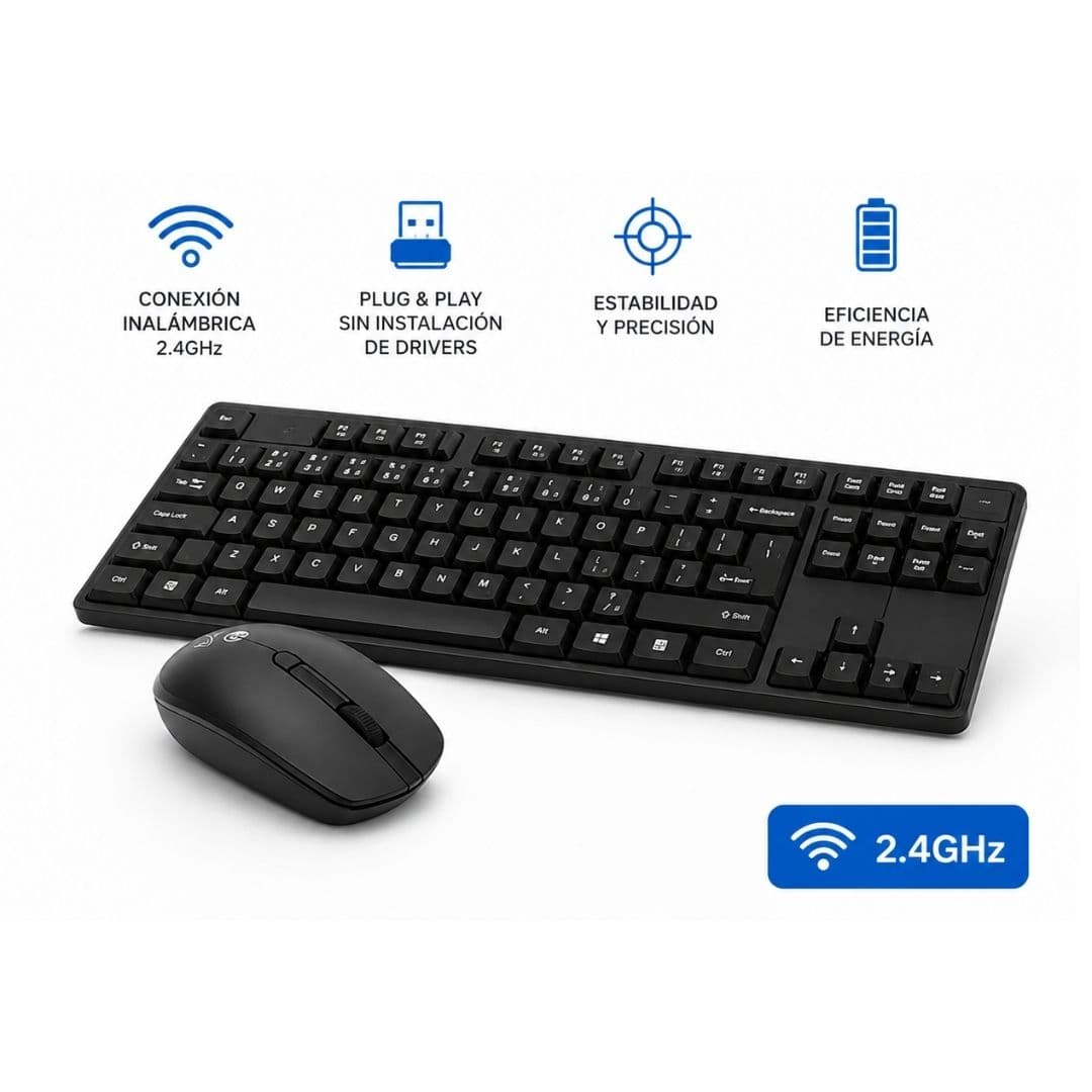 Combo Inalámbrico Teclado Y Mouse 2.4GHz CO-02 Negro Exofiz