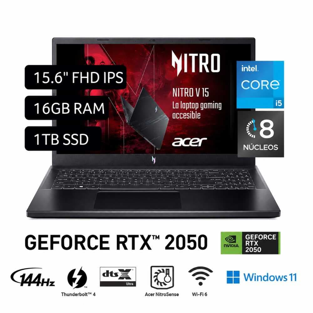 Notebook Acer Gamer Nitro V15 i5 13420H Memoria Ram 16gb Disco SSD M2 1TB Nvidia 2050 Win 11