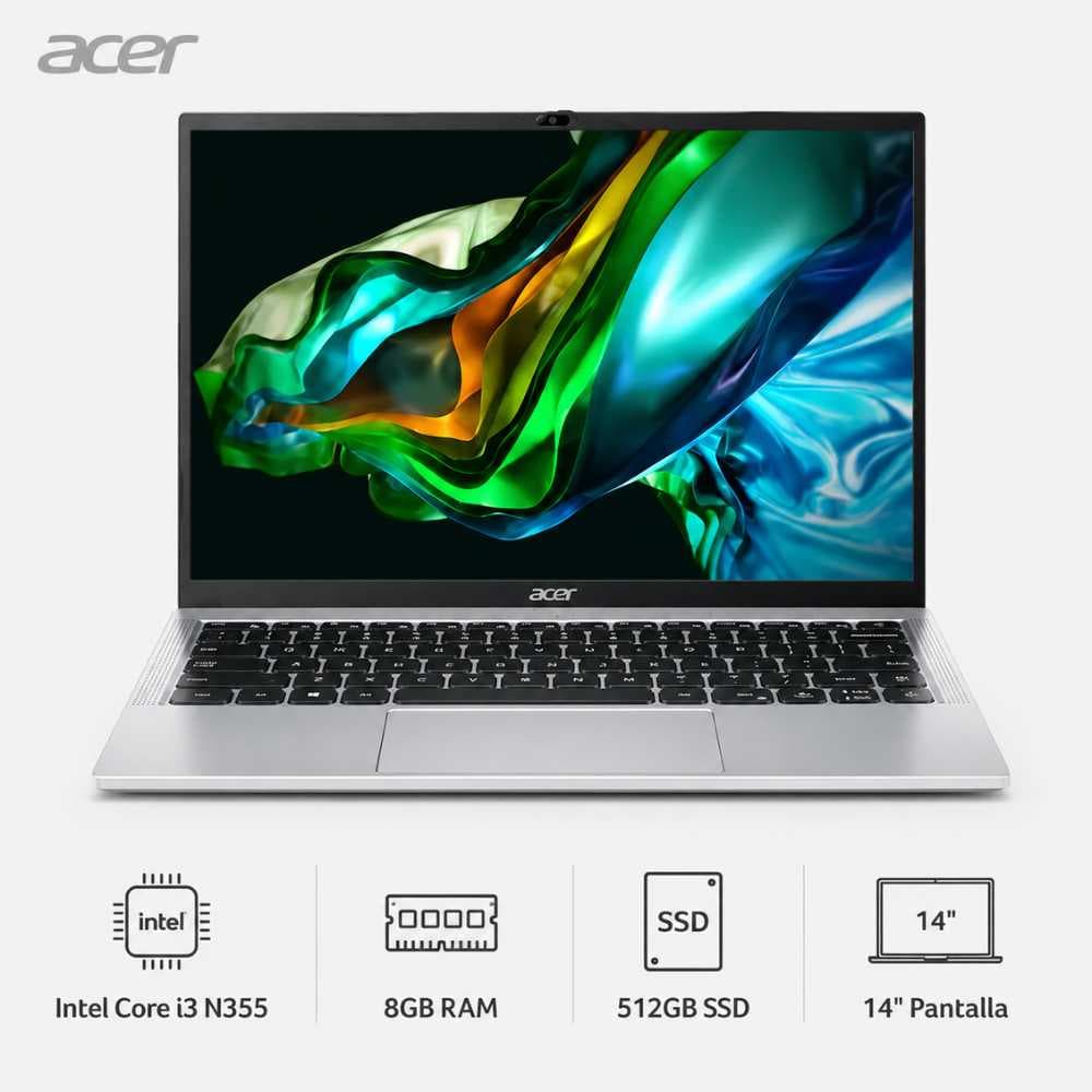 Notebook Acer 14 Pulgadas Disco Duro SSD 512 Gb Intel Core I3 Memoria Ram 8gb Windows 11