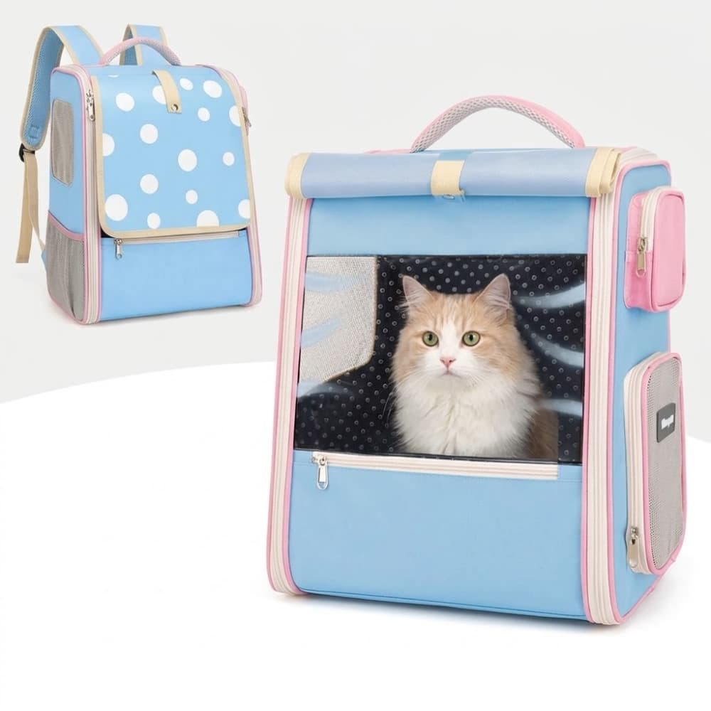Mochila Transportadora Para Mascotas Gatos Y Perros Pequeños Con Ventilación Y Protección Solar Rosado
