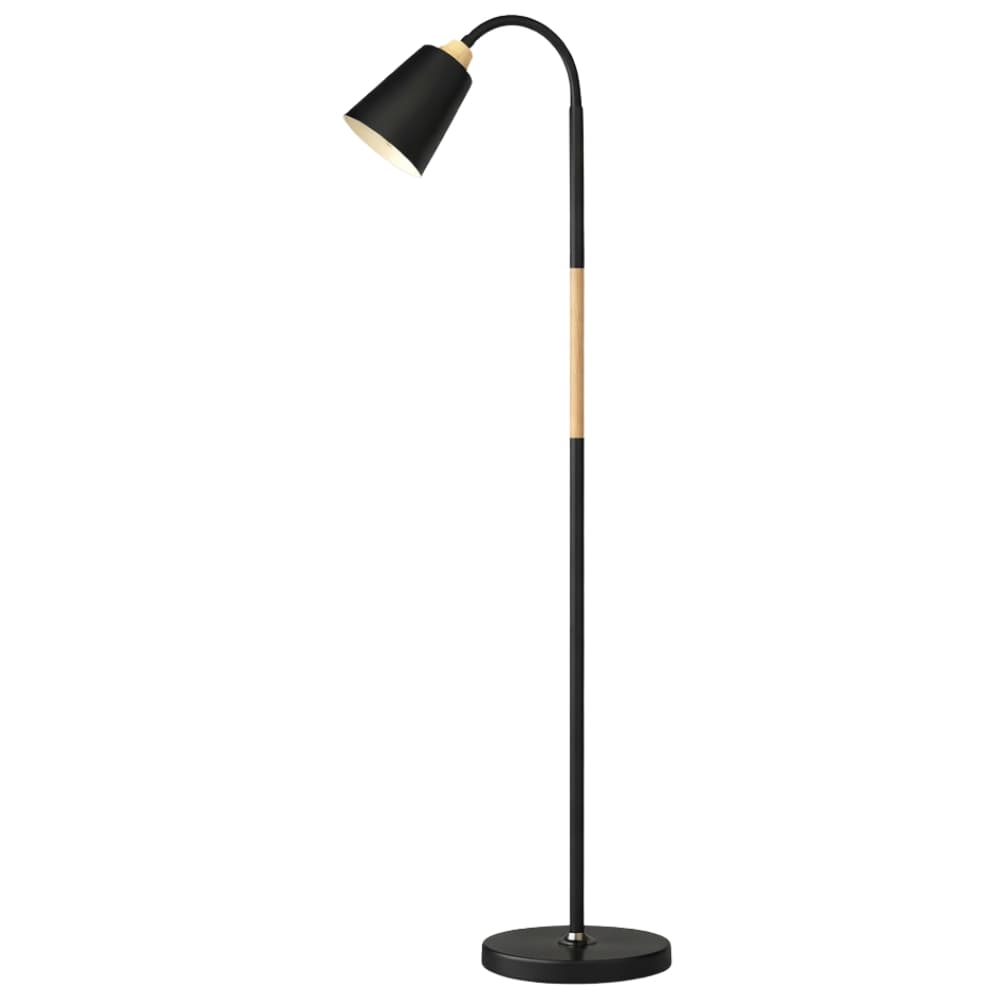 Lampara De Pie Nordica Negra Con Pantalla Y Base Circular Color Negro