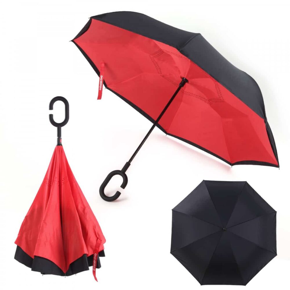 paraguas anti viento reversible con mango