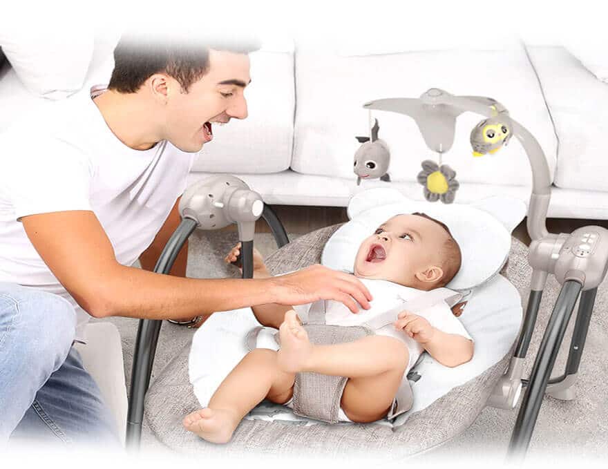 Silla Mecedora Bebé Con Juguetes Vibración Control Remoto