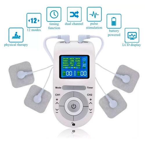 Electroestimulador Portatil Tens Masajeador 4 Parches