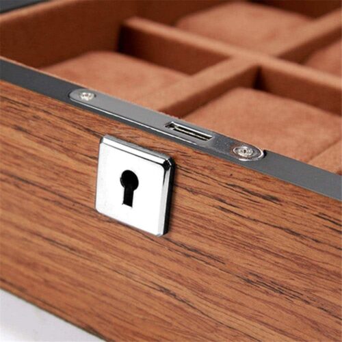 Caja Organizador Para 12 Relojes Madera Resistente Con Llave