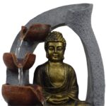 Fuente de Buda de simil piedra con recipiente de agua cascada