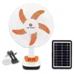 Ventilador Solar De 5 Aspas 40cm Con Luz Cargagador Usb y 2 Lamparas