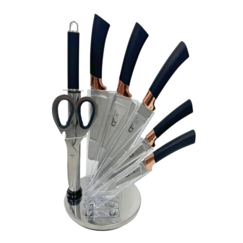 Set de Cuchillos 7 Piezas Acero Inox Con soporte y Tijera