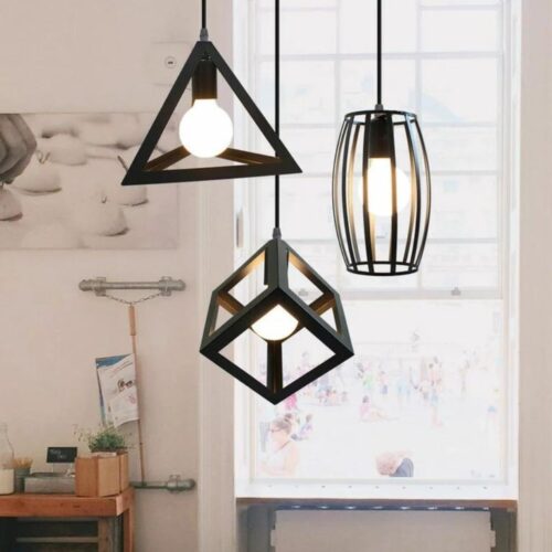 Lámpara colgante de metal con 3 luces para uso interior