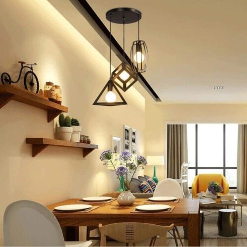 Lámpara colgante de metal con 3 luces para uso interior calida