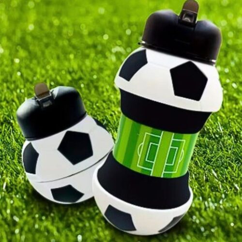 Botella De Agua Plegable Pelota Futbol blanca