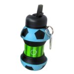 Botella De Agua De Silicona Llavero Plegable Pelota Futbol Celeste