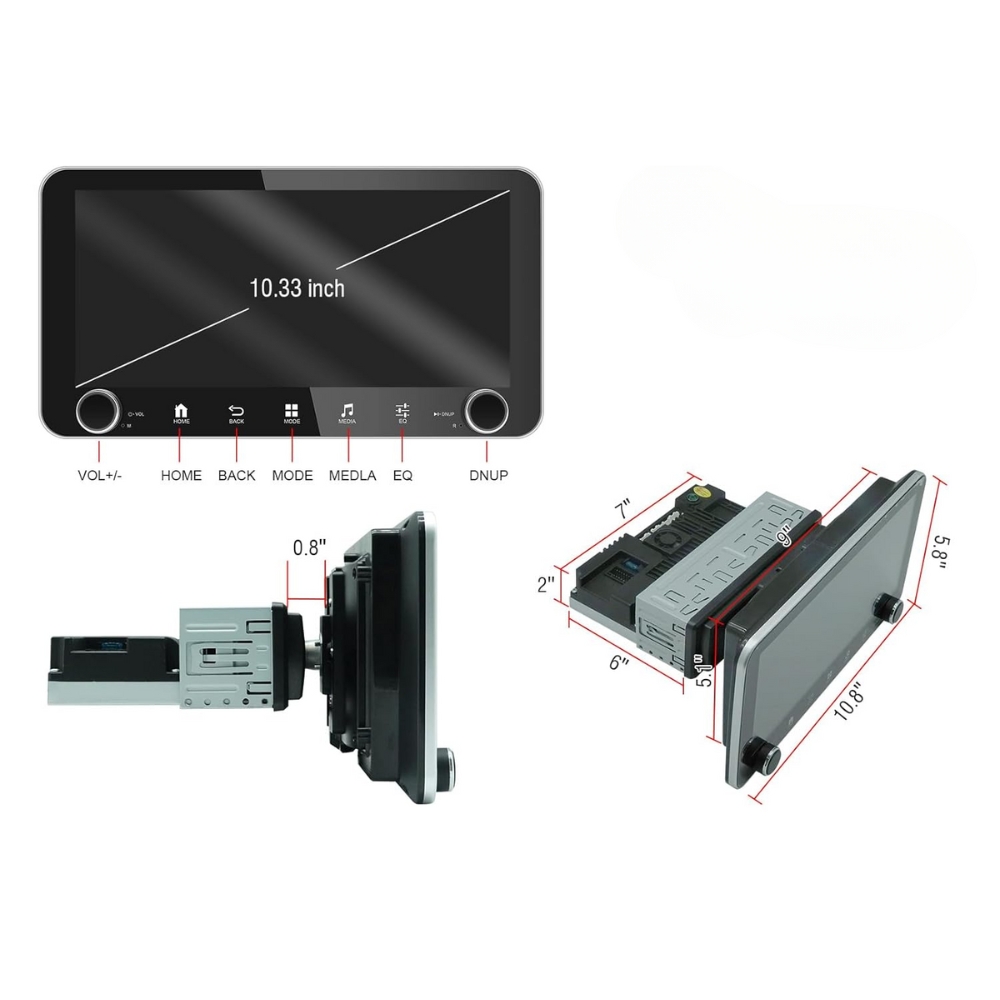 medidas radio de auto 10.33 pulgadas