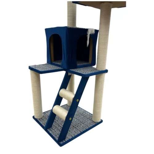 torre para gatos azul de costado