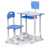 Escritorio y silla regulables para niño color azul