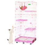 Jaula 3 Pisos Para Gatos Con Ruedas Y Cama 155cm