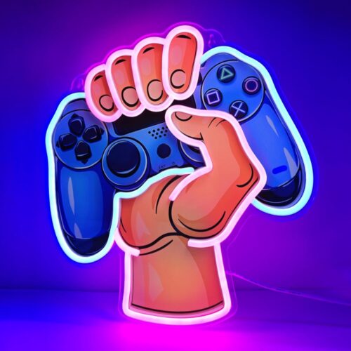 joystick gamer cartel de neon led