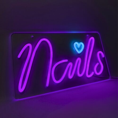 Cartel luminoso neon nails en acrilico